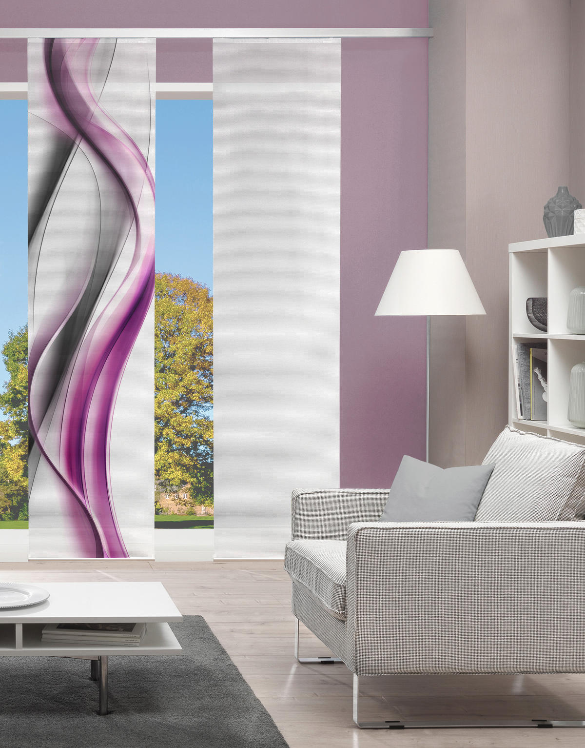 FLÄCHENVORHANG   halbtransparent  60/260 cm   - Pink/Weiß, Design, Textil (60/260cm)