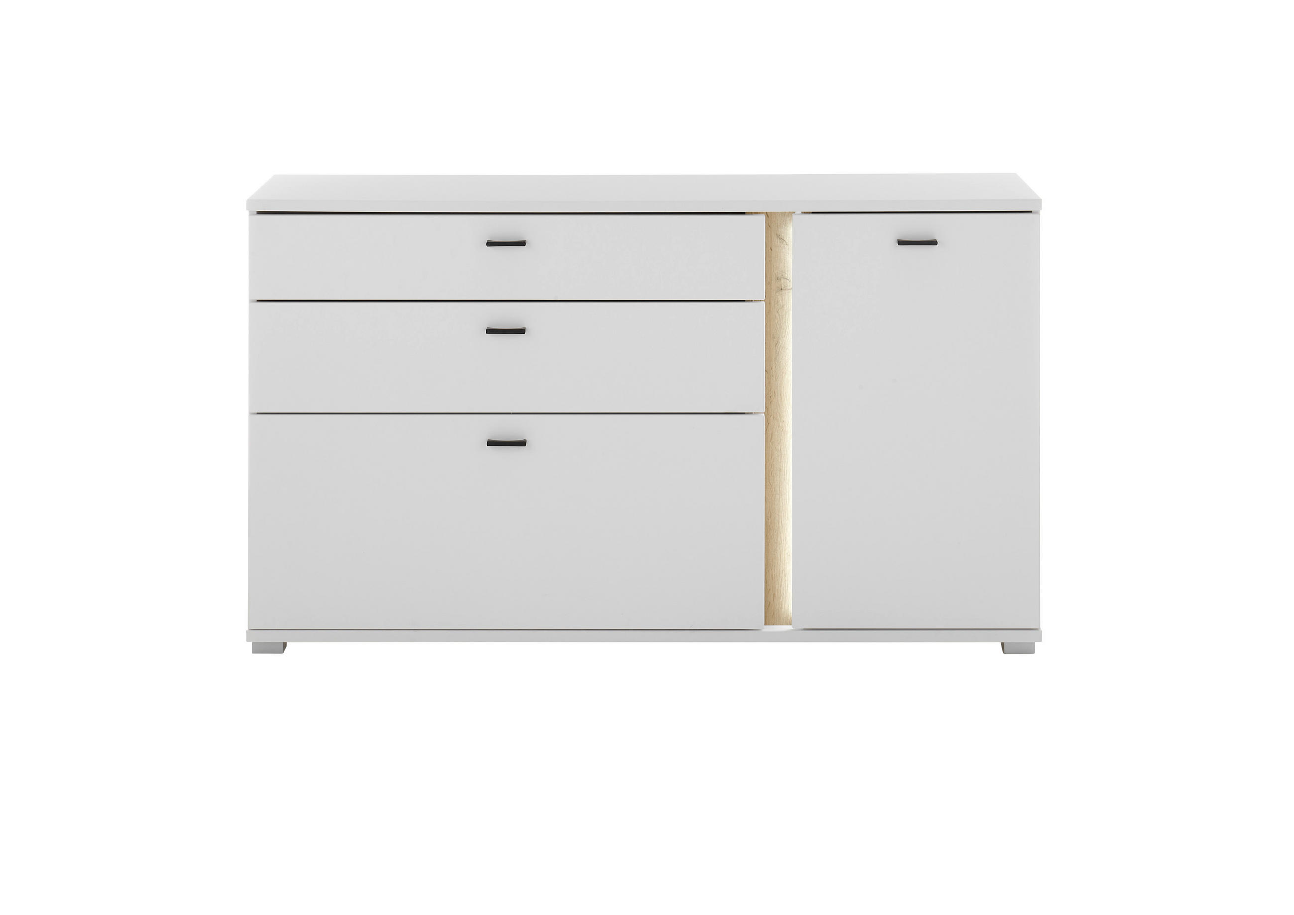 SIDEBOARD 150/86/42 cm  in Weiß, Eiche Wotan  - Silberfarben/Eiche Wotan, Design, Holzwerkstoff/Kunststoff (150/86/42cm) - MID.YOU