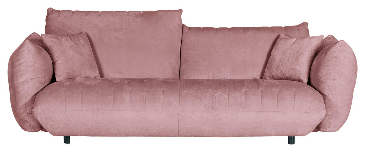 BIG SOFFA i plysch rosa  - svart/rosa, Klassisk, textil/plast (240/78/107cm) - MID.YOU