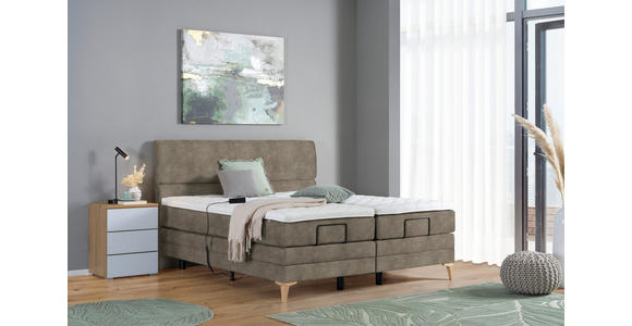 BOXSPRINGBETT 200/200 cm  in Taupe  - Taupe/Eichefarben, KONVENTIONELL, Holz/Textil (200/200cm) - Voleo