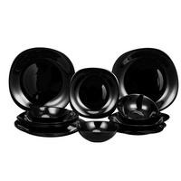 TAFELSERVICE Schwarz 16-teilig  - Schwarz, Basics, Glas - Boxxx