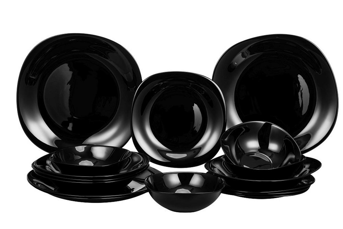 TAFELSERVICE Schwarz 16-teilig  - Schwarz, Basics, Glas - Boxxx