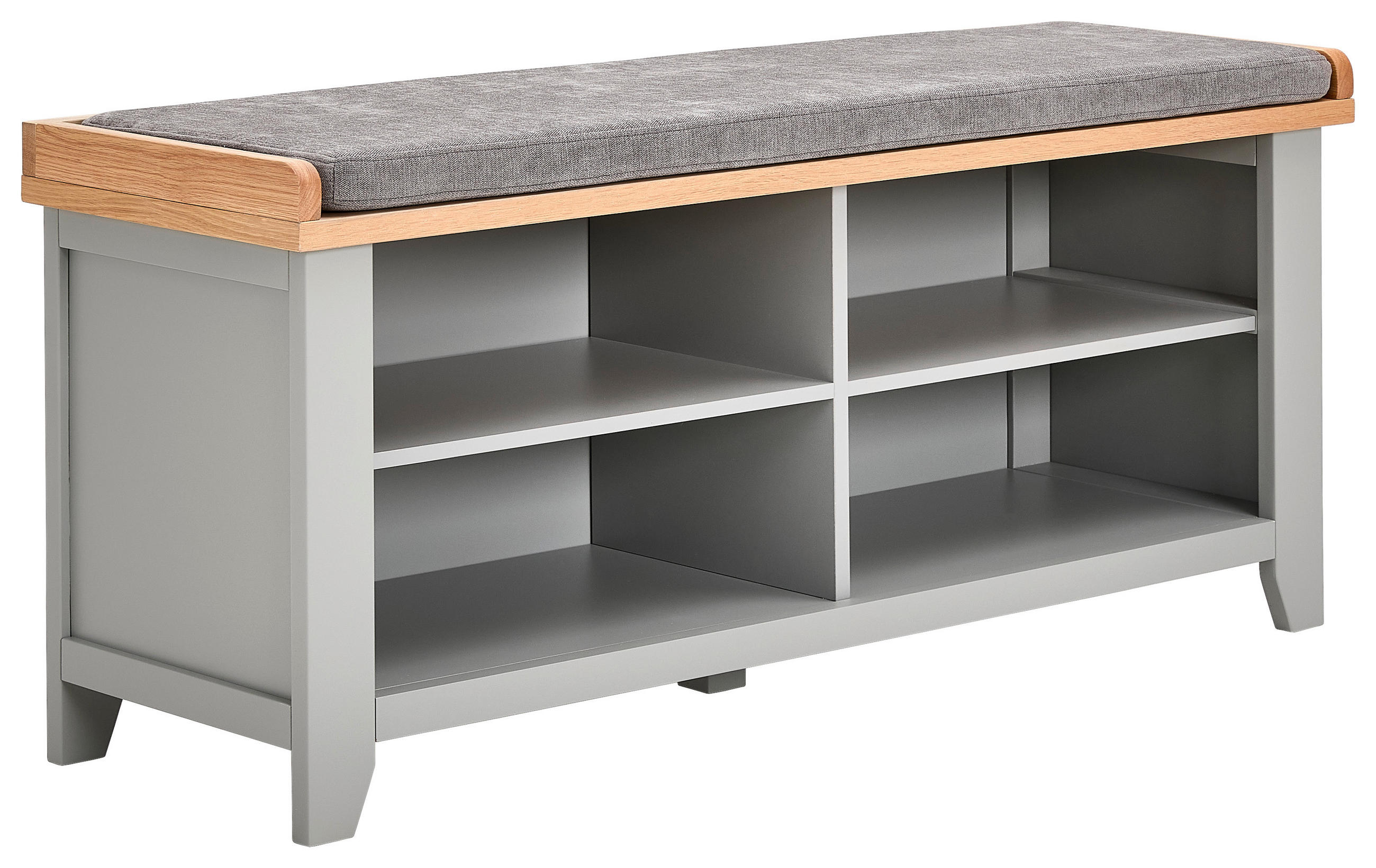 SCHUHBANK Grau, Naturfarben - Naturfarben/Grau, LIFESTYLE, Holz/Textil (110/60/35cm) - MID.YOU
