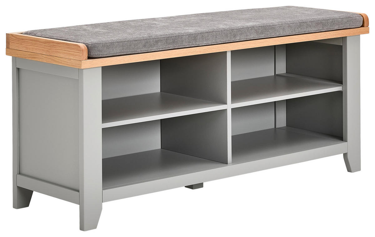 SCHUHBANK Grau, Naturfarben  - Naturfarben/Grau, LIFESTYLE, Holz/Textil (110/60/35cm) - MID.YOU