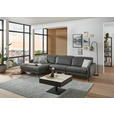 ECKSOFA Anthrazit Echtleder Kopfteilverstellung  - Anthrazit/Schwarz, Design, Leder/Metall (179/323cm) - Dieter Knoll