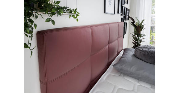 BOXSPRINGBETT 180/200 cm in Bordeaux - Chromfarben/Bordeaux, KONVENTIONELL, Leder/Textil (180/200cm) - Novel