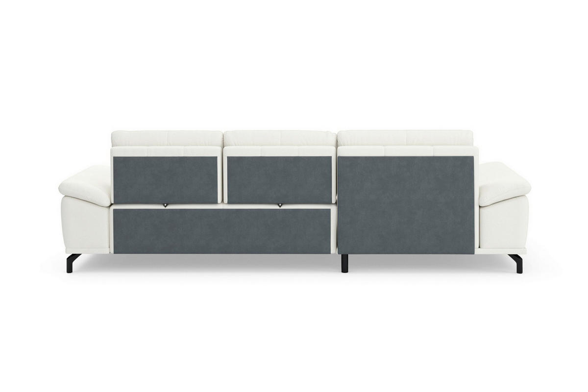 ROHOVÁ SEDAČKA, koža, biela - čierna/biela, Basics, kov/koža (176/301cm) - Sit & More