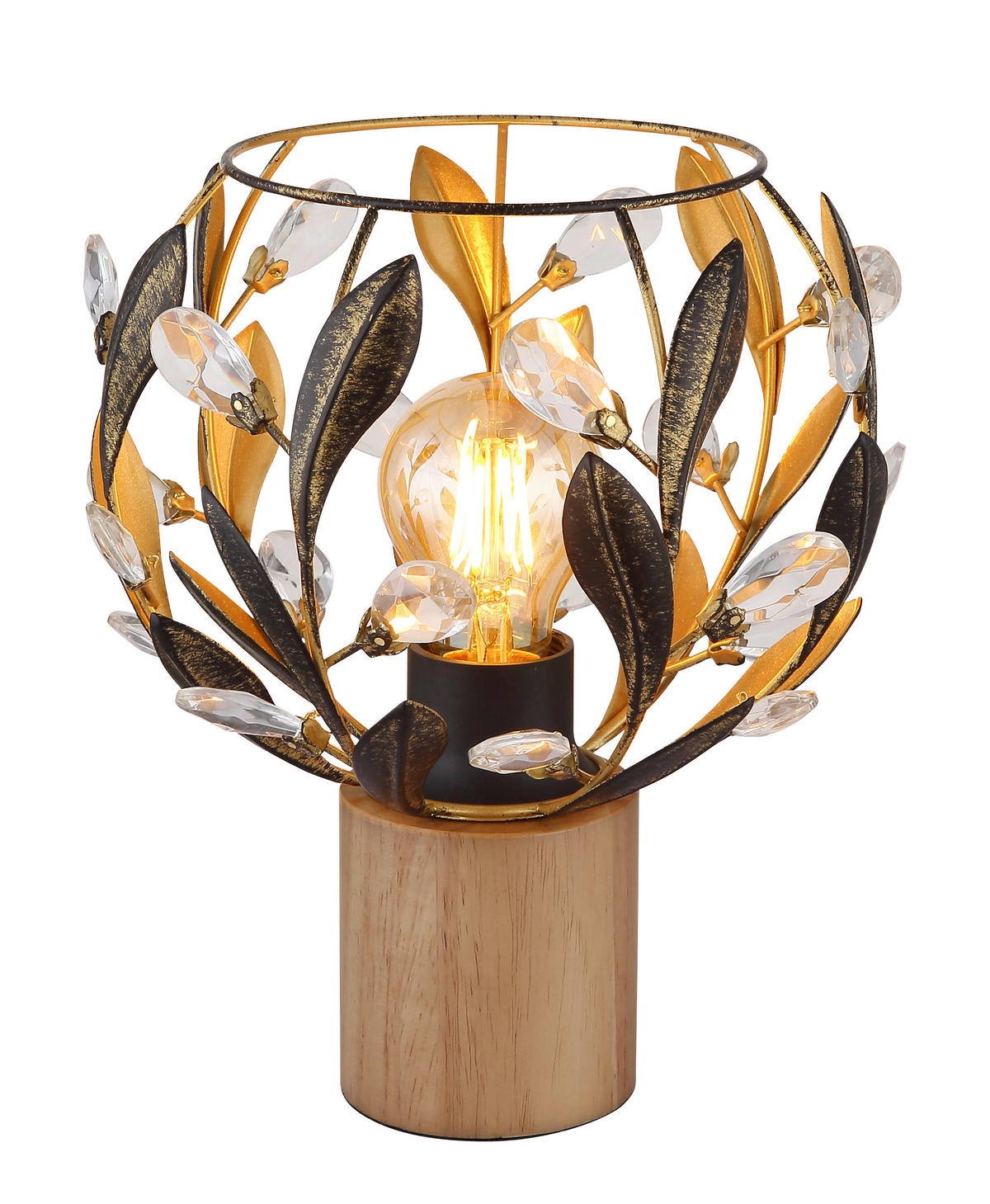 TISCHLEUCHTE - Klar/Goldfarben, Basics, Holz/Kunststoff (20/25cm) - Globo