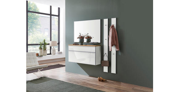 HÄNGESCHUHSCHRANK 120/61/31 cm - Eichefarben/Silberfarben, Design, Glas/Holz (120/61/31cm) - Novel