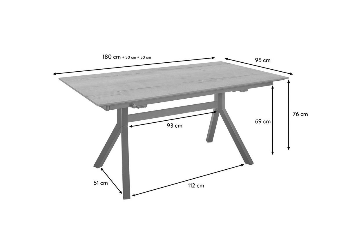 ESSTISCH Schwarz rechteckig  ausziehbar, in verschiedenen Größen erhältlich, in verschiedenen Holzdekoren erhältlich  - Schwarz, Basics, Holzwerkstoff/Metall (180-280/95/76cm) - Celina Home
