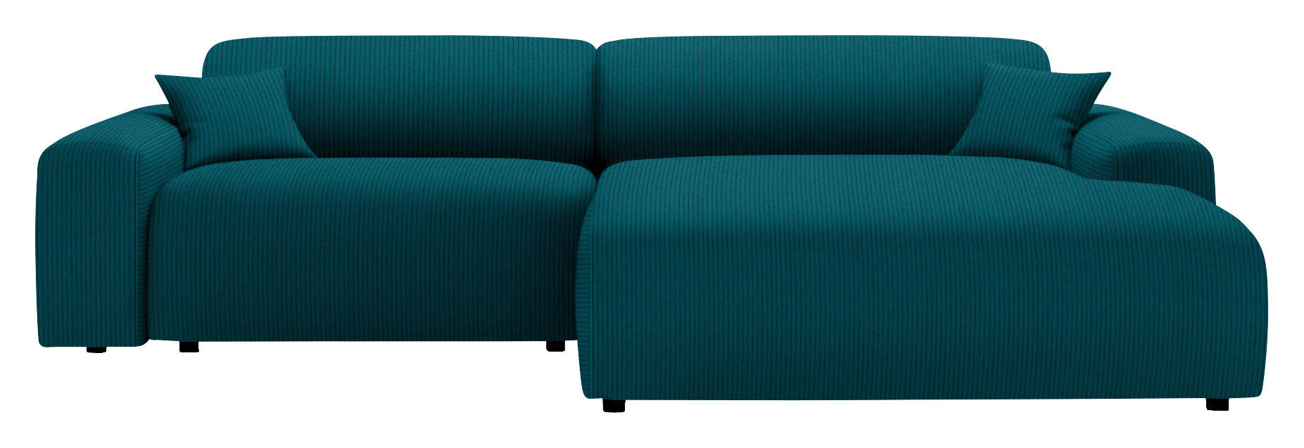 ECKSOFA in Velours, Feincord Petrol  - Petrol/Schwarz, Design, Kunststoff/Textil (292/178cm) - Livetastic