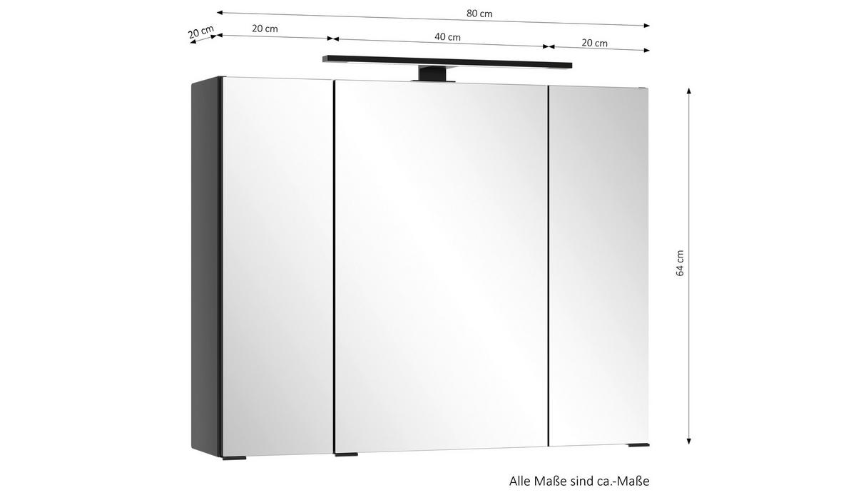 SPIEGELSCHRANK 80/64/20 cm  - Schwarz, Modern, Glas/Holzwerkstoff (80/64/20cm) - Held
