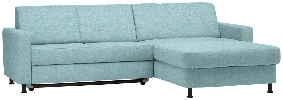 ECKSOFA in Webstoff Türkis  - Türkis/Schwarz, Design, Kunststoff/Textil (257/165cm) - Xora