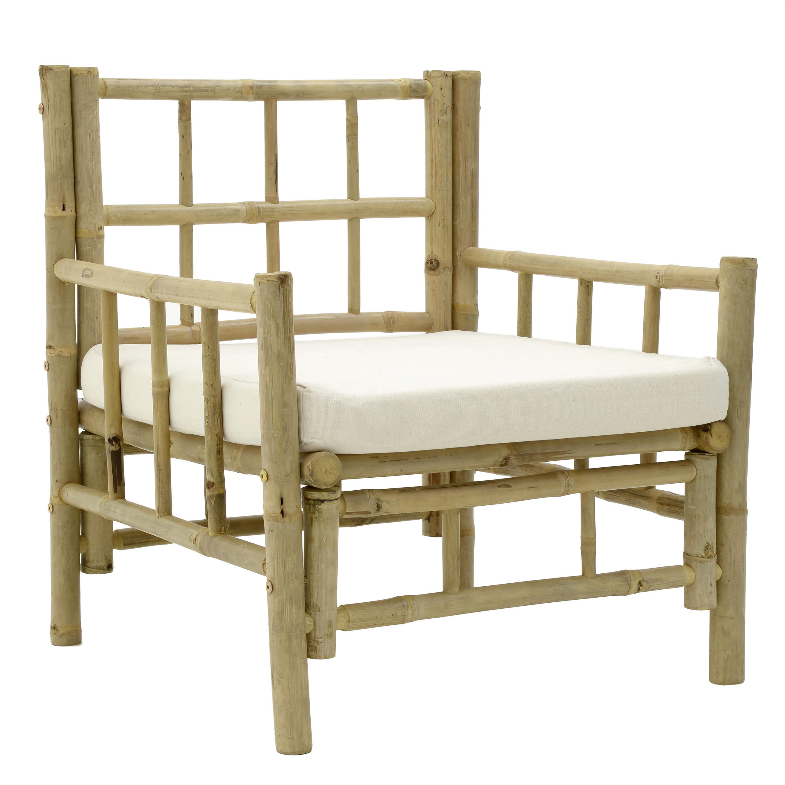 ARMLEHNSTUHL Linon Naturfarben, Weiß, Beige Bambus massiv - Beige/Naturfarben, Trend, Holz/Textil (70/80/70cm) - Livetastic