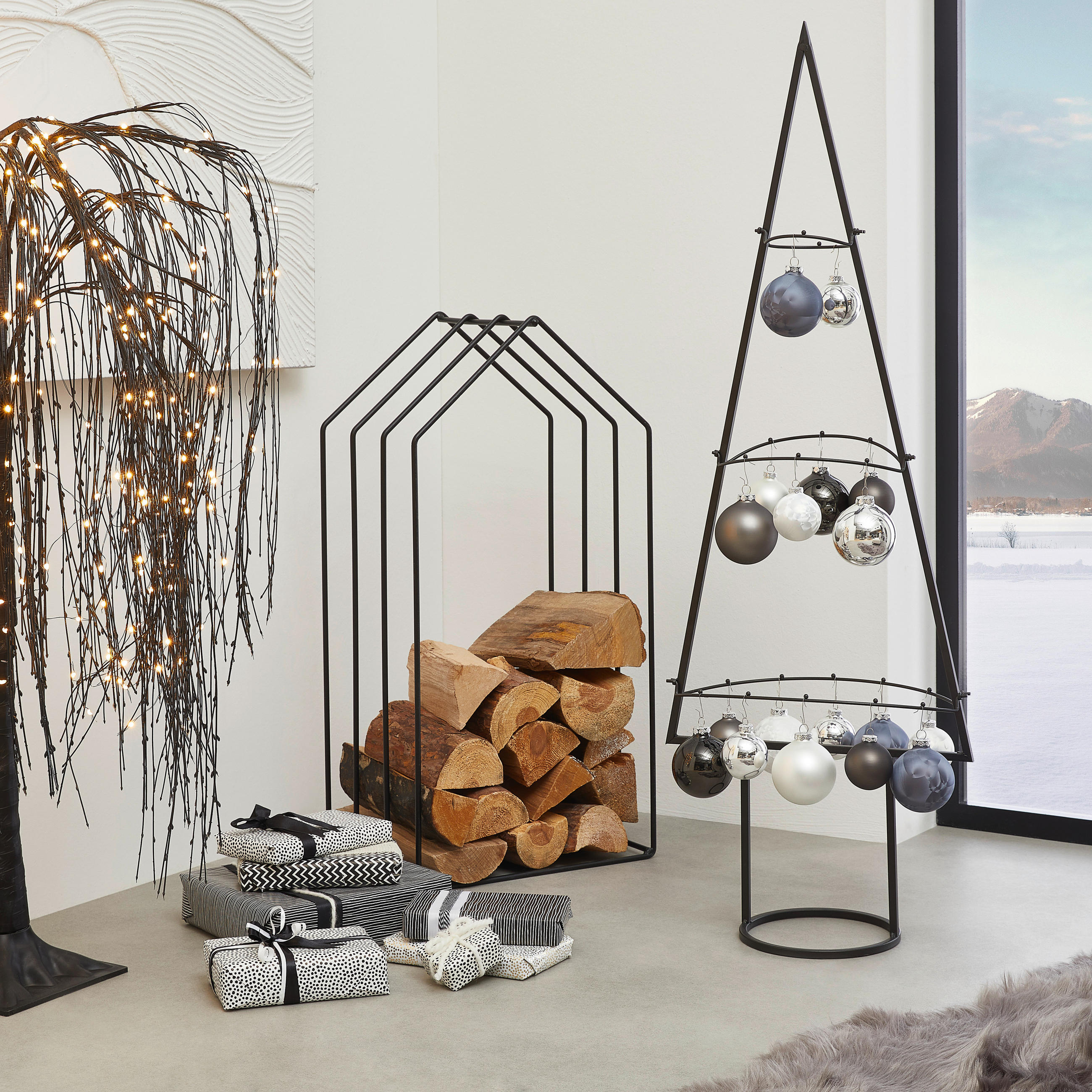 DEKOBAUM  - Schwarz, KONVENTIONELL, Metall (40,00/40,00/118,00cm) - X-Mas