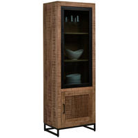 Vitrină, masiv, lemn de mango culoare natur  - culoare natur/negru, Romantik / Landhaus, sticlă/lemn (60/173/40cm) - Carryhome