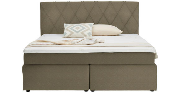 BOXSPRINGBETT 180/200 cm  in Hellbraun  - Hellbraun/Schwarz, Design, Kunststoff/Textil (180/200cm) - Xora
