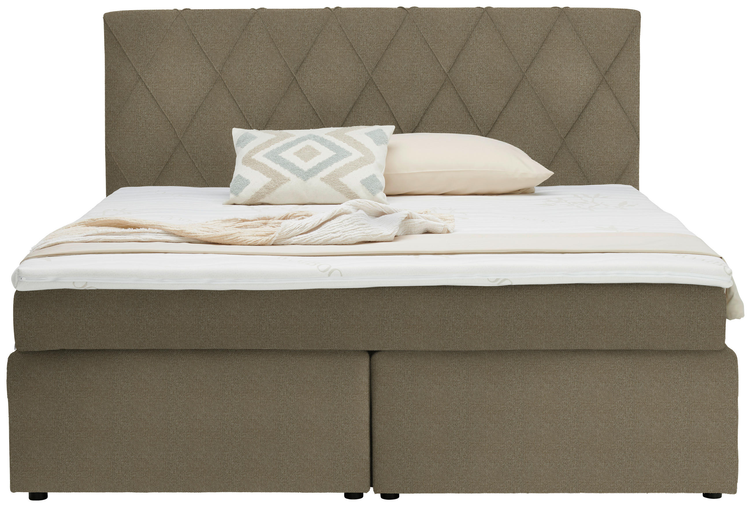 BOXSPRINGBETT 180/200 cm  in Hellbraun  - Hellbraun/Schwarz, Design, Kunststoff/Textil (180/200cm) - Xora