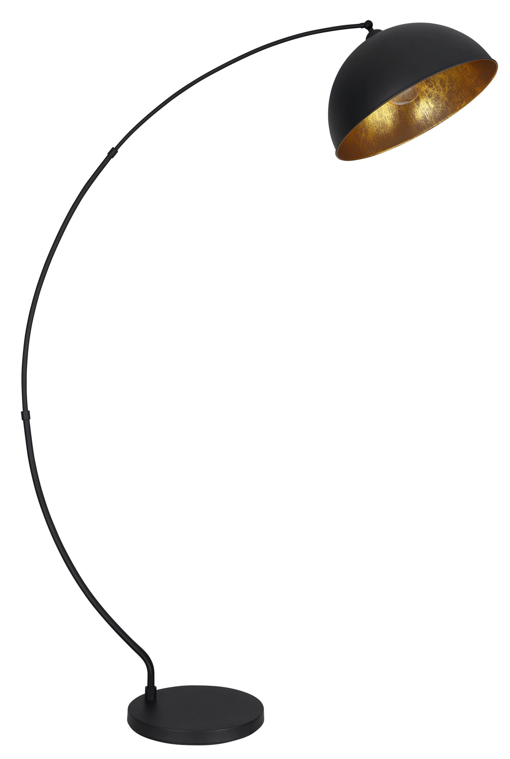 BÖJD LAMPA Gottfried 115/45/182 cm    - svart/guldfärgad, Design, metall (115/45/182cm) - Globo