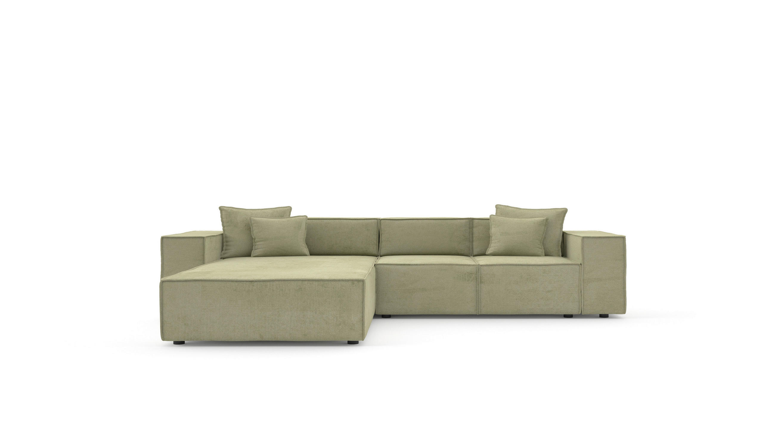 ECKSOFA Olivgrün Chenille Zierkissen, Rücken echt  - Schwarz/Olivgrün, MODERN, Kunststoff/Textil (180/265cm) - Milino
