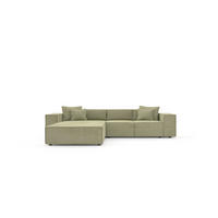 ECKSOFA Olivgrün Chenille Zierkissen, Rücken echt  - Schwarz/Olivgrün, MODERN, Kunststoff/Textil (180/265cm) - Milino