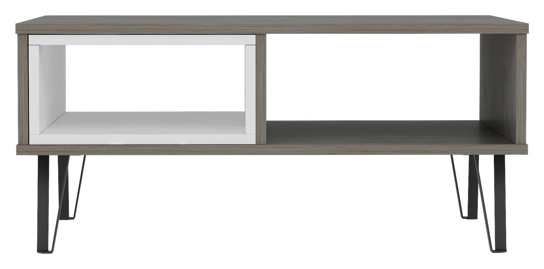 COUCHTISCH in Holzwerkstoff 90/60/41,1 cm  - Eiche dunkel/Weiss, Design, Holzwerkstoff/Metall (90/60/41,1cm) - Livetastic