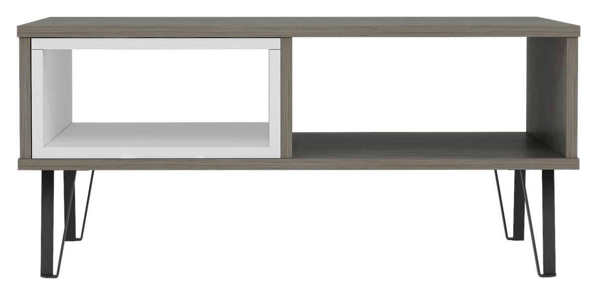 KONFERENČNÍ STOLEK, bílá, tmavý dub, kompozitní dřevo, 90/60/41,1 cm - bílá/černá, Design, kov/kompozitní dřevo (90/60/41,1cm) - Livetastic
