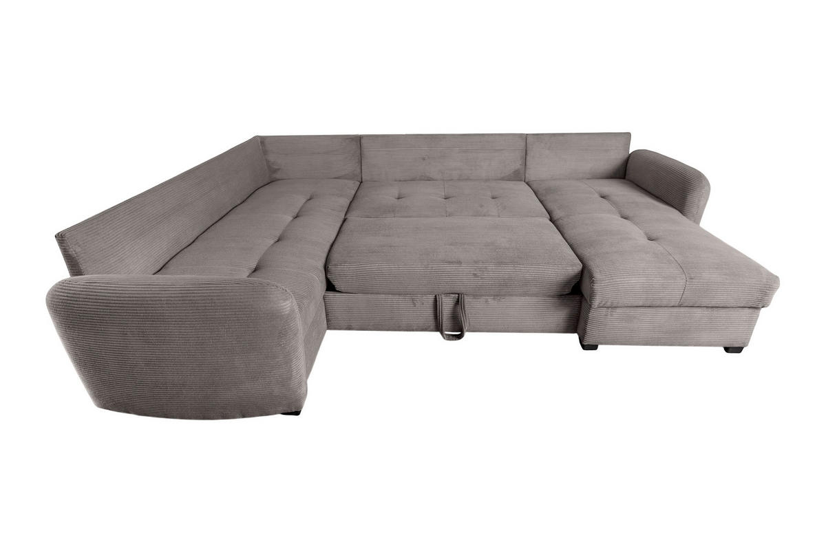 WOHNLANDSCHAFT SORINA Dunkelgrau Cord  - Dunkelgrau/Schwarz, Design, Kunststoff/Textil (202/305/157cm) - MID.YOU