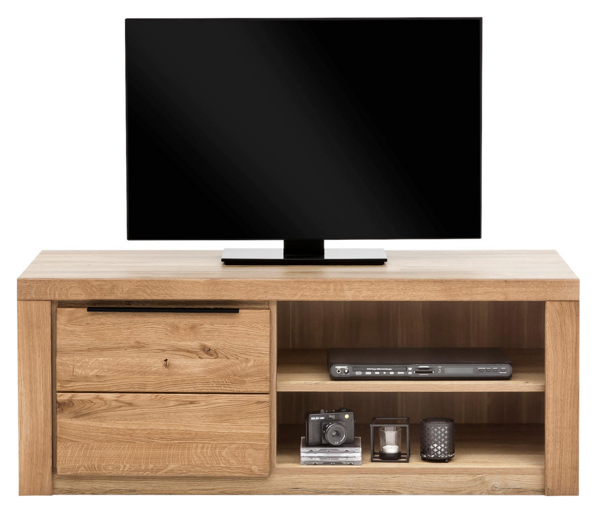 TV-ELEMENT - Eichefarben/Schwarz, Natur, Holz/Metall (130/51/54cm) - Carryhome