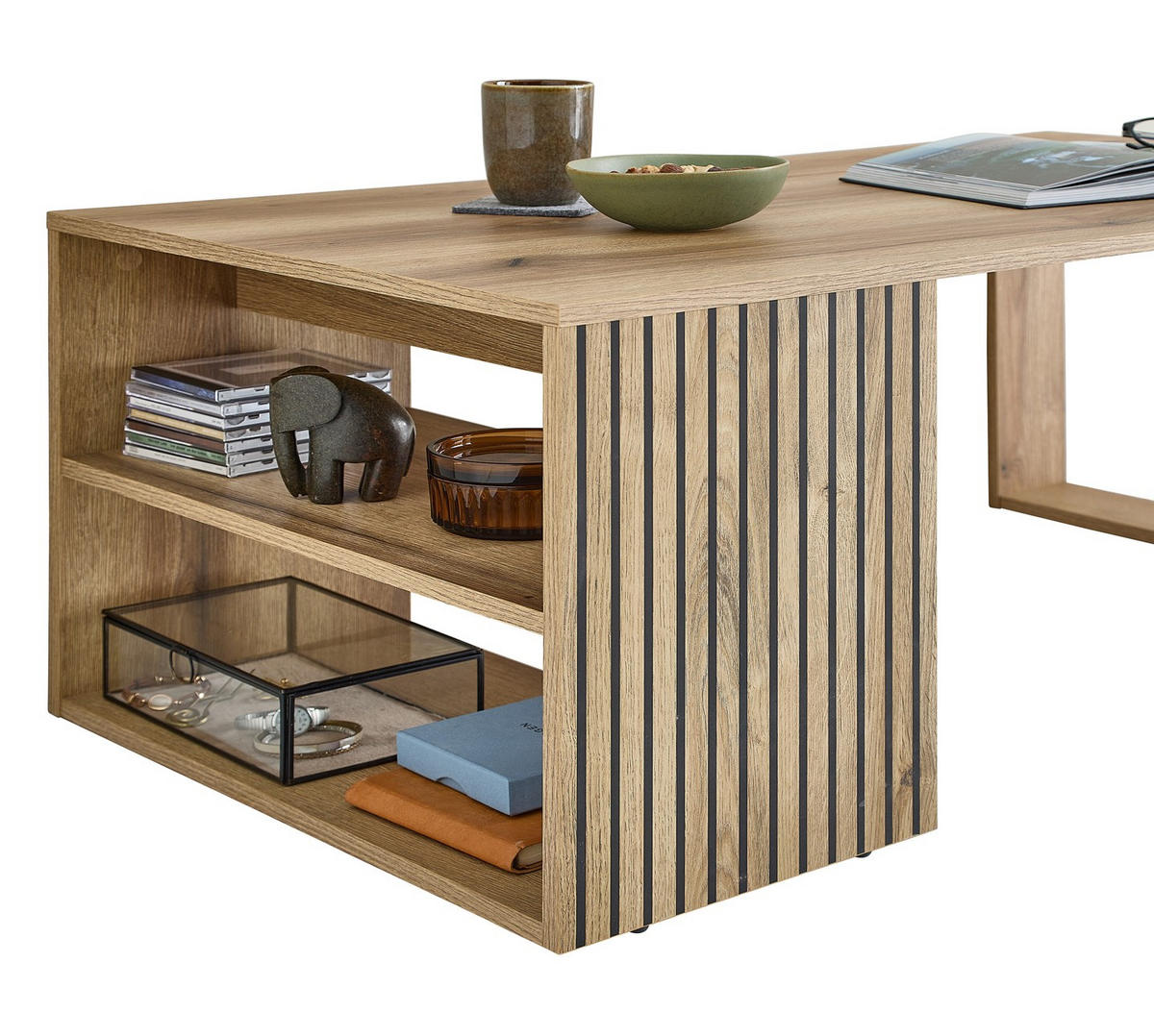 KONFERENČNÝ STOLÍK, čierna, farba duba, kompozitné drevo,  - čierna/farba duba, Design, kompozitné drevo (108/43/60cm) - MID.YOU