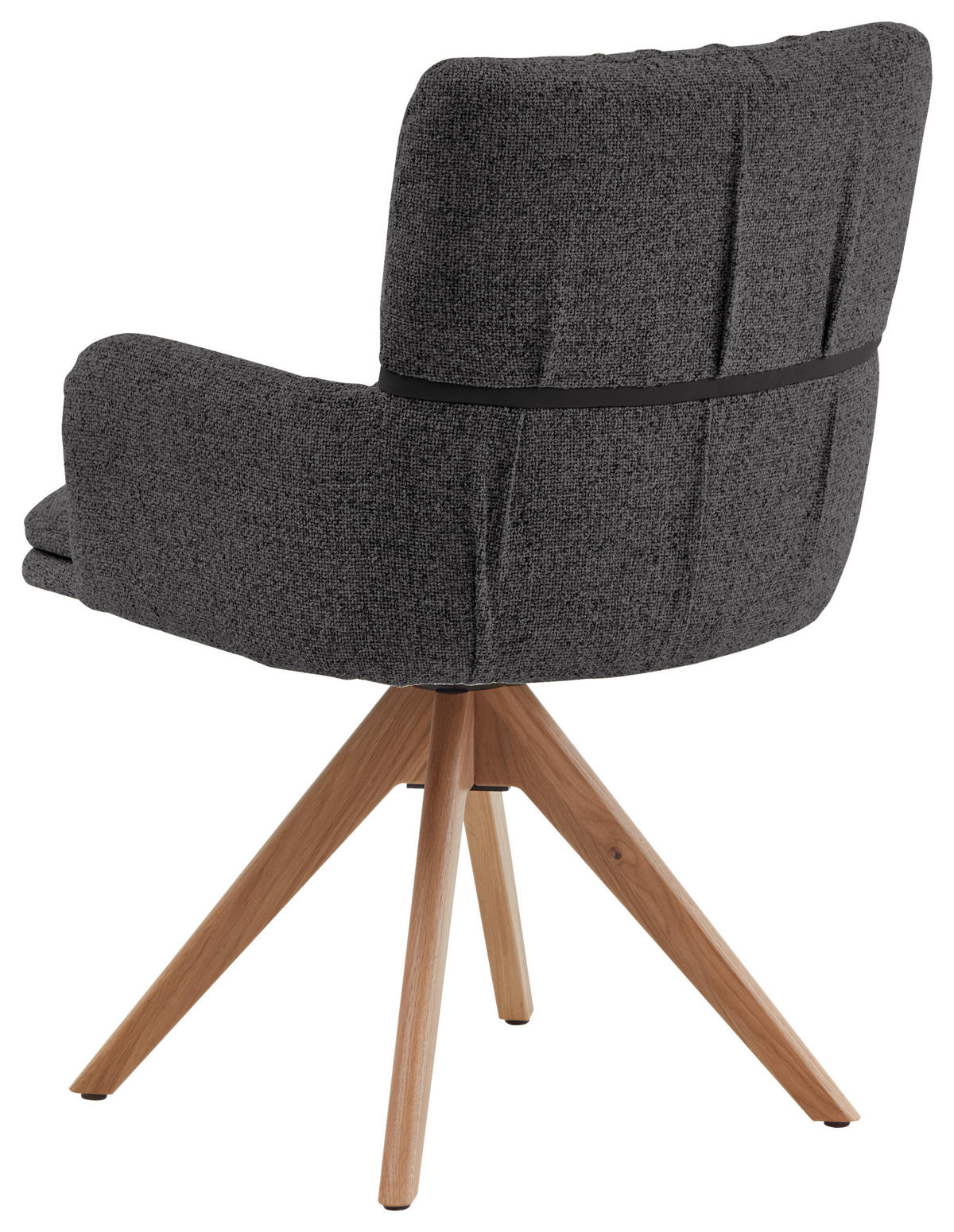ARMLEHNSTUHL  Typenauswahl, Sitzfläche 360° drehbar, inklusive Armlehnen, Gestellauswahl, automatische Rückholfunktion Mikrofaser  Graphitfarben  - Eichefarben/Graphitfarben, Design, Holz/Textil (61/86/63cm) - Valdera
