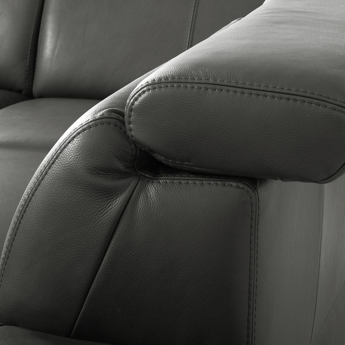 ECKSOFA Lederlook Echtleder Anthrazit  - Anthrazit/Schwarz, Design, Leder/Textil (264/211cm) - Livetastic