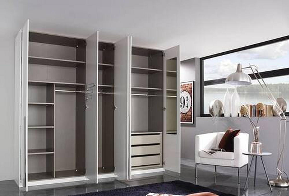 DREHTÜRENSCHRANK  in Weiß  - Chromfarben/Weiß, Design, Holzwerkstoff/Metall (251/223/60cm) - home24