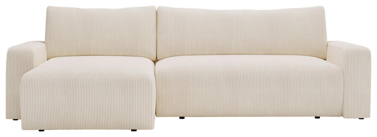 ECKSOFA in Cord Creme  - Creme/Schwarz, MODERN, Kunststoff/Textil (150/245cm) - Carryhome