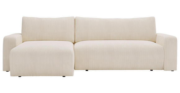 ECKSOFA Creme Cord  - Creme/Schwarz, MODERN, Kunststoff/Textil (150/245cm) - Carryhome