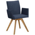 ARMLEHNSTUHL in Holz, Textil Eichefarben, Dunkelblau - Eichefarben/Dunkelblau, KONVENTIONELL, Holz/Textil (60/91/61cm) - Moderano