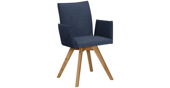 ARMLEHNSTUHL in Holz, Textil Eichefarben, Dunkelblau - Eichefarben/Dunkelblau, KONVENTIONELL, Holz/Textil (60/91/61cm) - Moderano