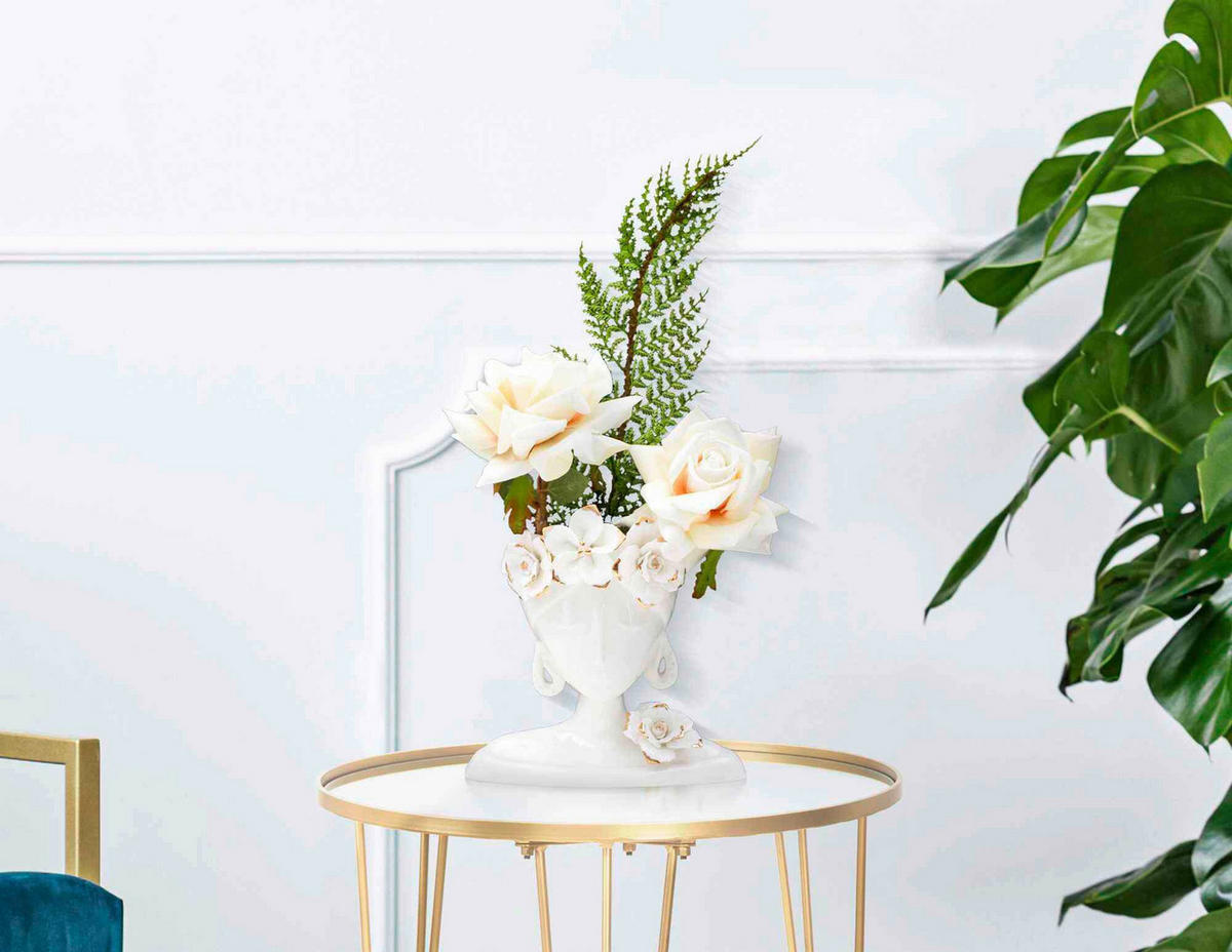 Vase Woman Young  - Goldfarben/Weiß, Basics, Keramik (21,7/21/14cm)