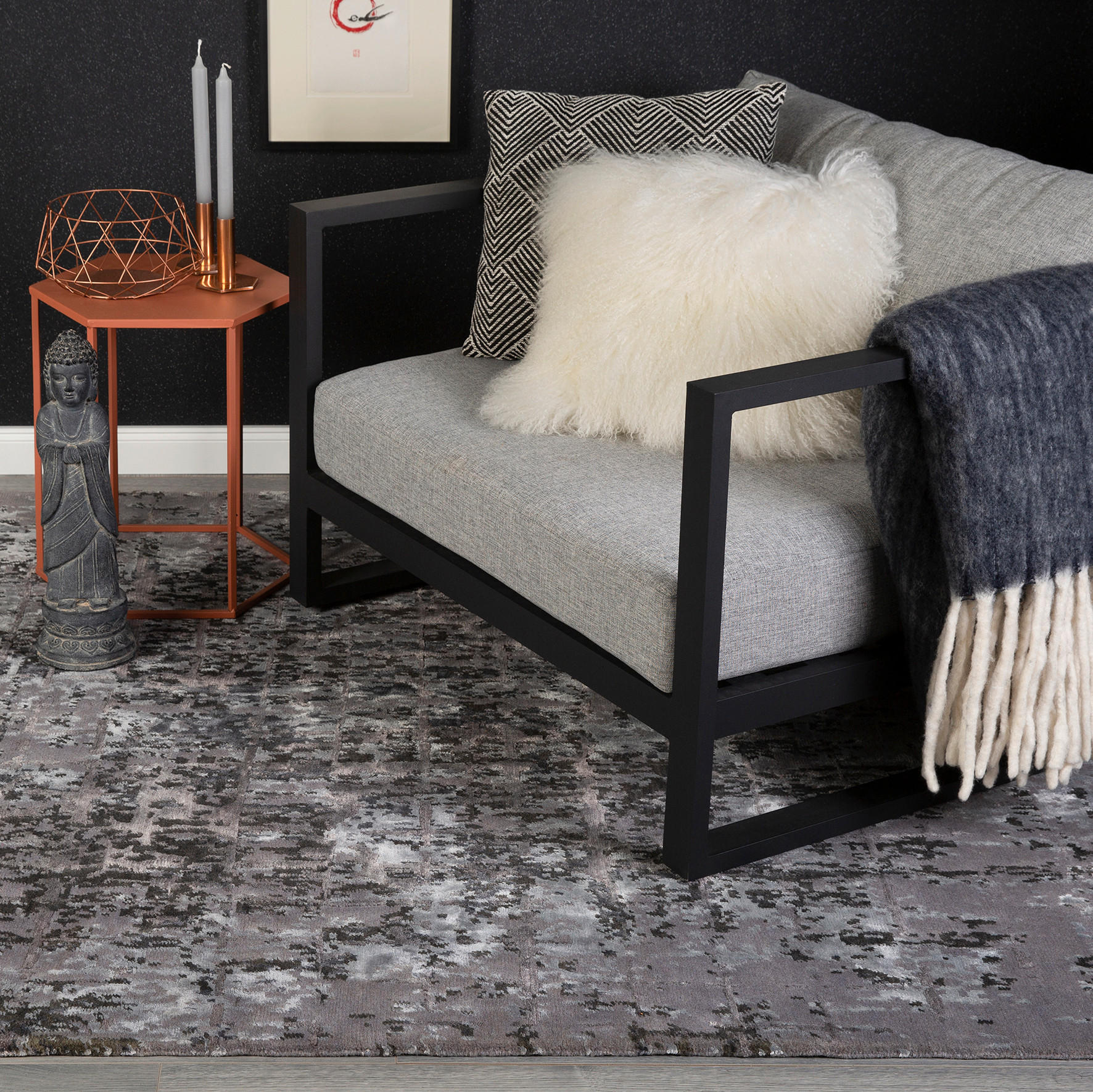 COVOR CU ȚESĂTURĂ PLATĂ  - argintiu, Basics, textil (160/230cm) - Obsession
