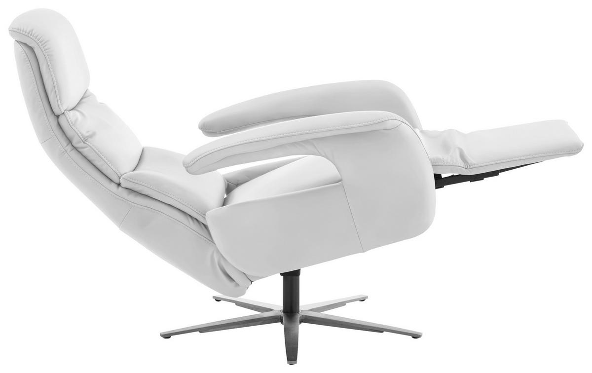 RELAXSESSEL in Leder Weiß  - Edelstahlfarben/Weiß, Design, Leder/Metall (76/119/86cm) - Dieter Knoll