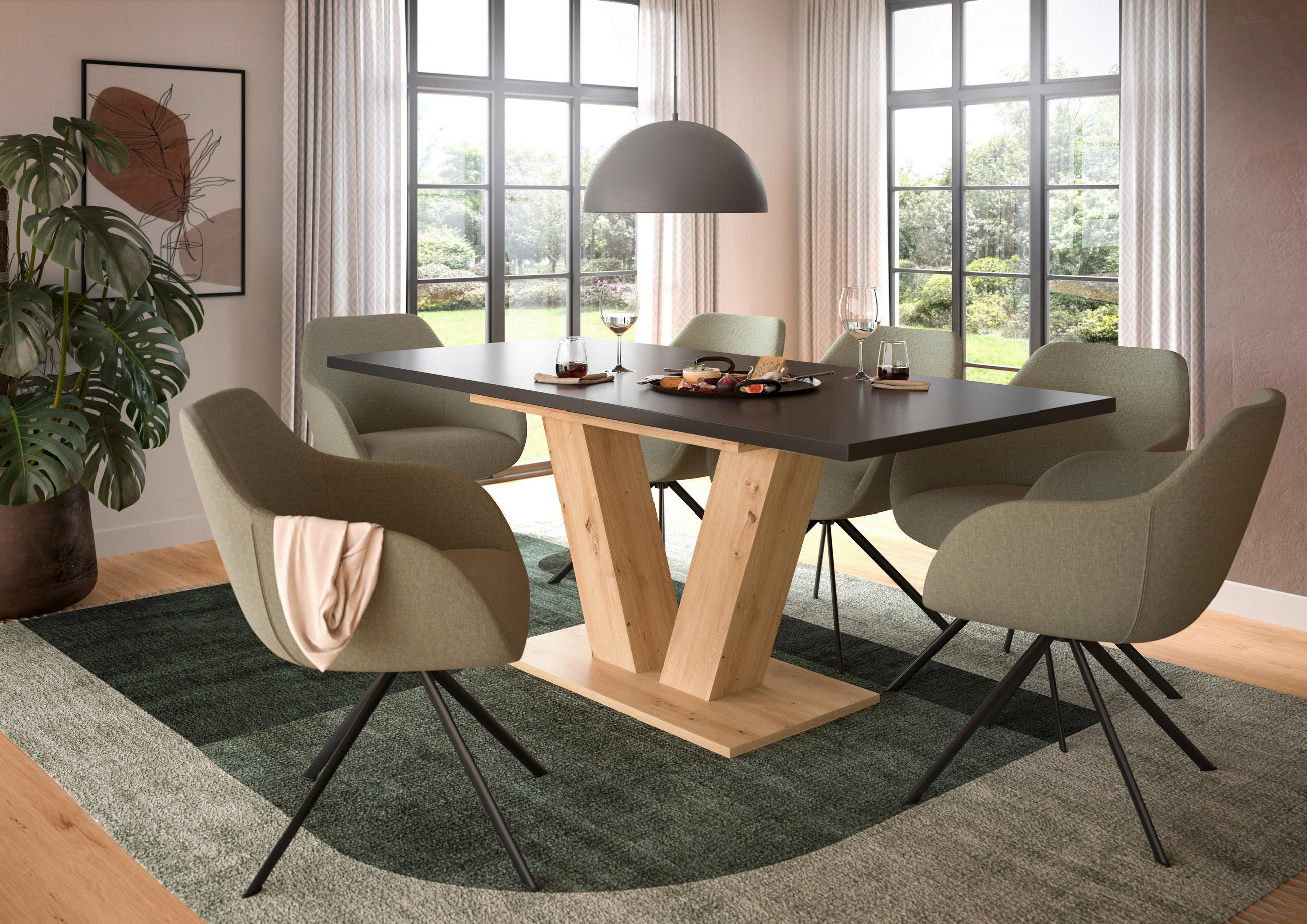 AUSZIEHTISCH Grau rechteckig  ausziehbar  - Eiche Artisan/Grau, Trend, Holzwerkstoff (150-190/76/90cm)