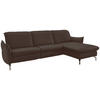 ECKSOFA in Lederlook (vegan) Dunkelbraun  - Dunkelbraun/Nickelfarben, Modern, Textil/Metall (263/179cm) - Livetastic