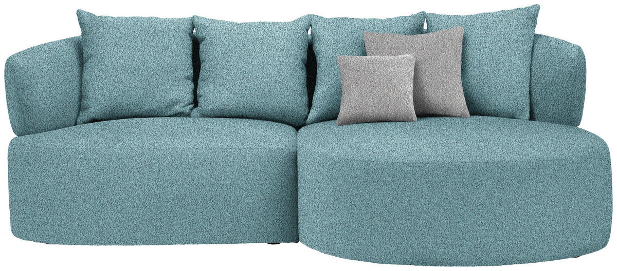 ECKSOFA  in Bouclé Schwarz, Türkis  235/166 cm  - Türkis/Taupe, MODERN, Kunststoff/Textil (235/166cm) - Hom`in