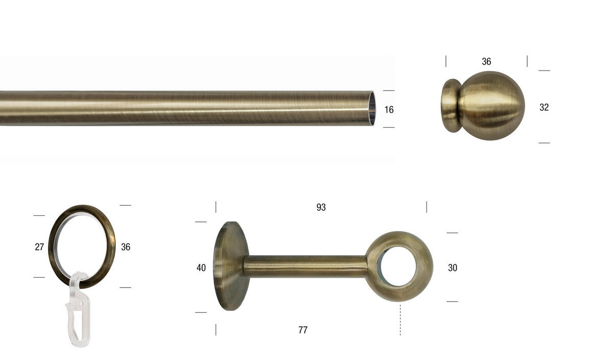 VORHANGSTANGE 145 cm  - Messingfarben, KONVENTIONELL, Metall (145cm)