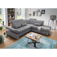 ECKSOFA Chenille Dunkelgrau  - Chromfarben/Dunkelgrau, Modern, Textil/Metall (280/254cm) - Livetastic
