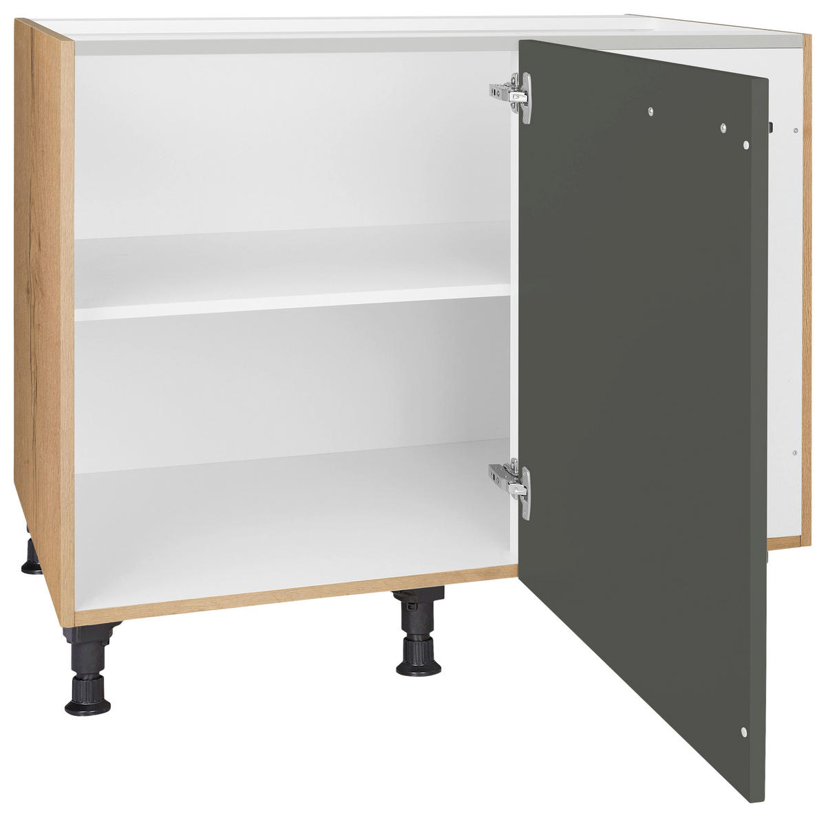 ECKUNTERSCHRANK 125/87/65 cm  - Eichefarben/Schwarz, MODERN, Holzwerkstoff/Metall (125/87/65cm) - Nobilia