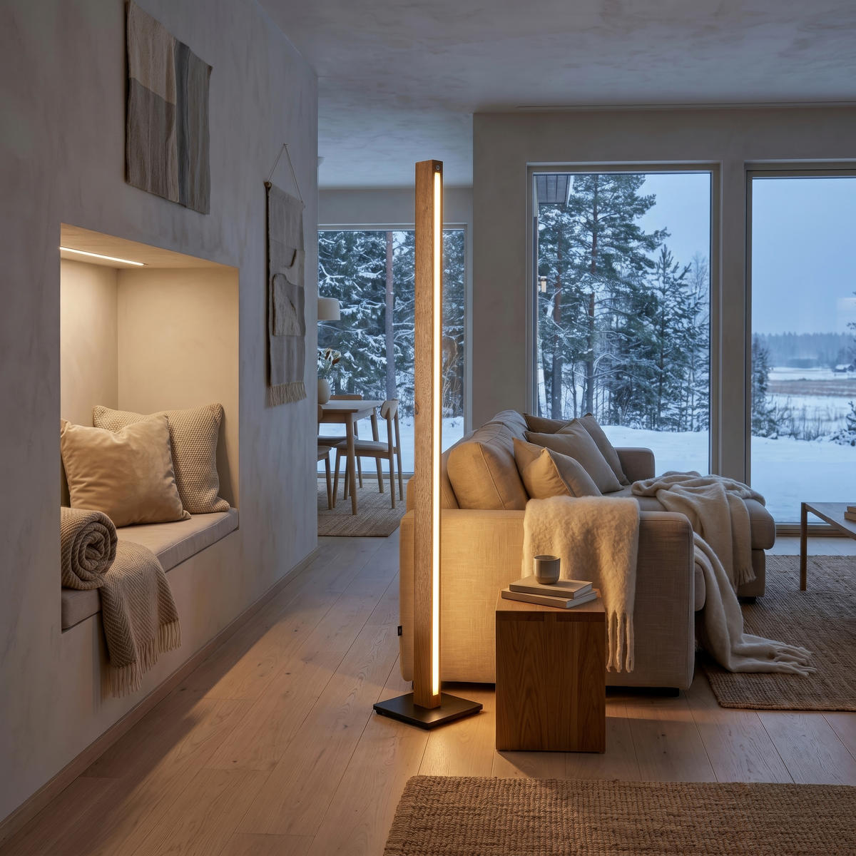 LED-STEHLEUCHTE Lucy 155/20/20 cm  - Eichefarben, Basics, Holz (155/20/20cm) - Ambiente