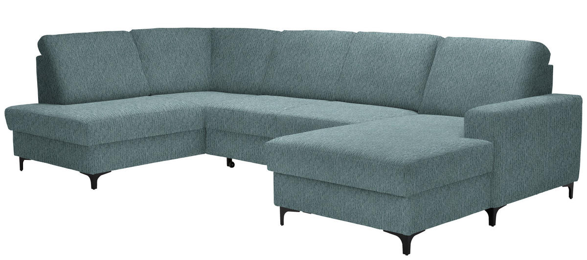 WOHNLANDSCHAFT in Webstoff Hellblau  - Schwarz/Hellblau, Konventionell, Textil/Metall (185/317/167cm) - Stylife