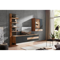 WOHNWAND  in Anthrazit, Eichefarben  297/206/48 cm  - Eichefarben/Anthrazit, Design, Glas/Holz (297/206/48cm) - Valnatura