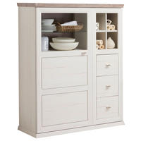 VITRINE in Grau, Weiß  - Weiß/Grau, LIFESTYLE, Glas/Holzwerkstoff (110/134,2/42,5cm) - Hom`in